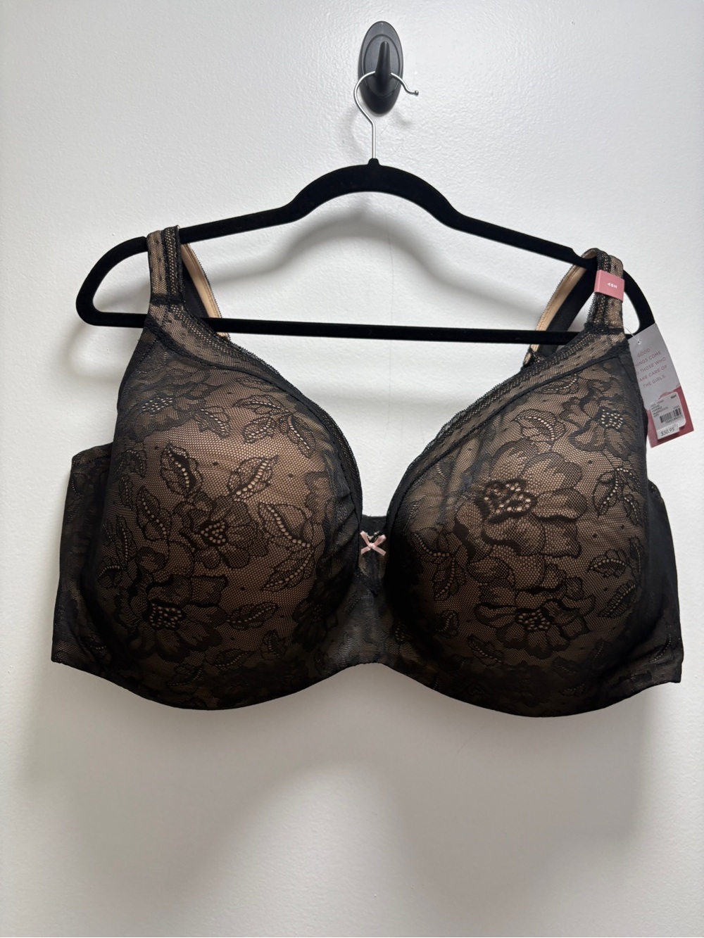 Cacique Black Floral Lace Underwire Bra